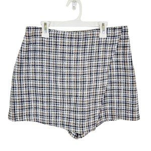 Abercrombie & Fitch Tan/Blue Plaid Tweed Lined Academia Skort M